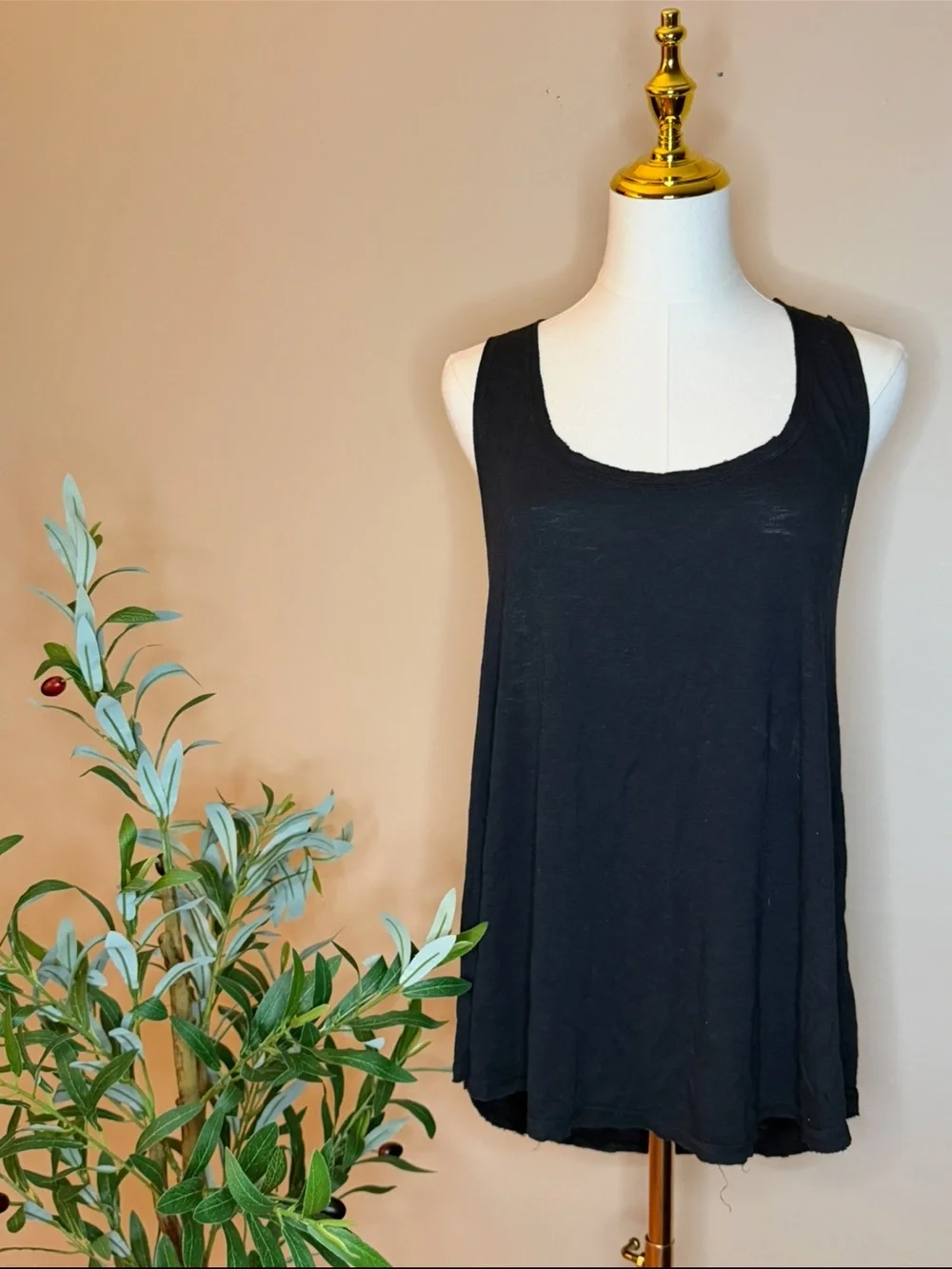 430. Aerie Black Racerback Tank Crochet Back Detail - Picture 2 of 3